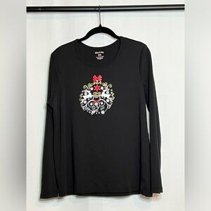 Black long sleeved shirt with reindeer print